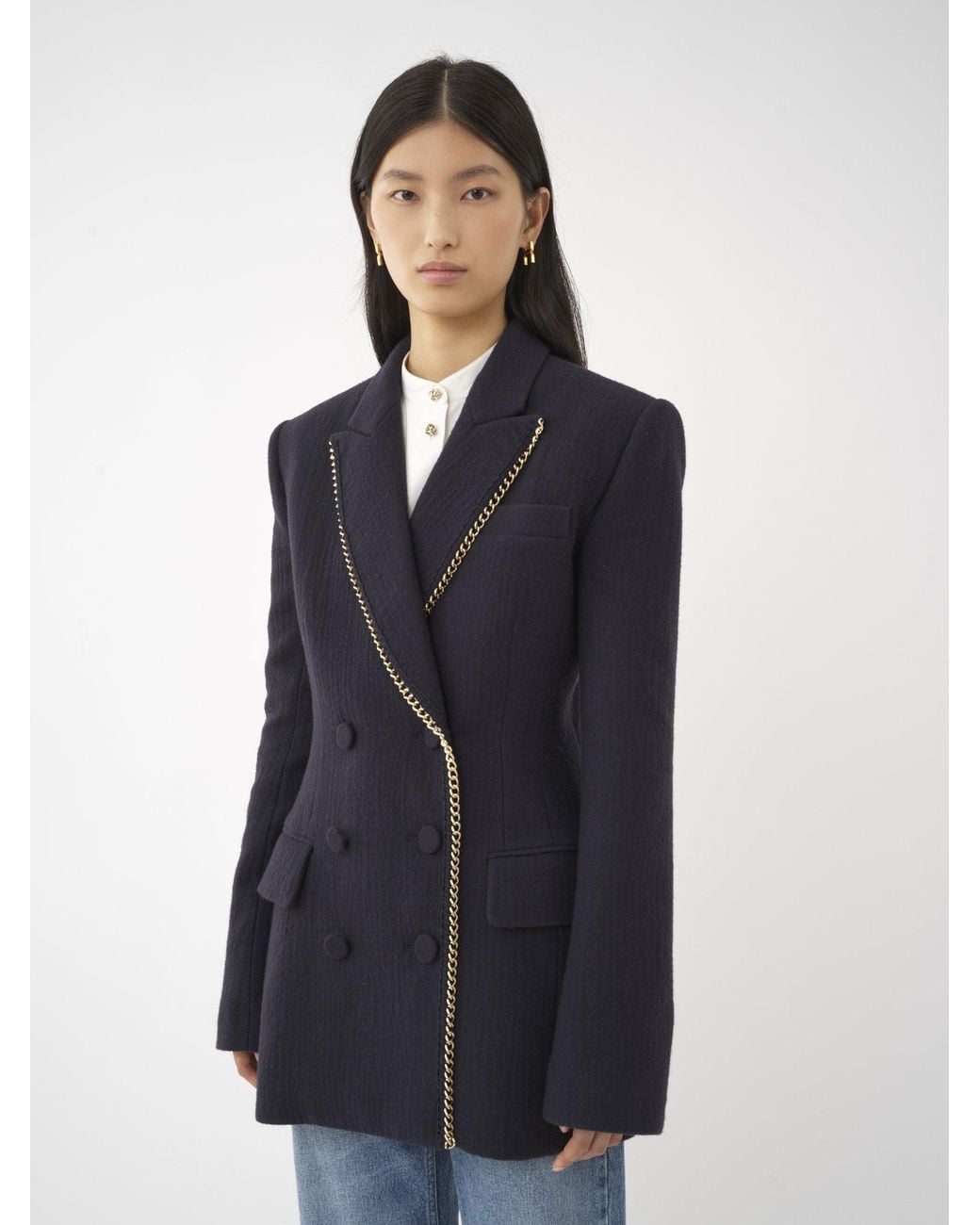 Chloé Blue Chloé Chain-Embellished Jacket