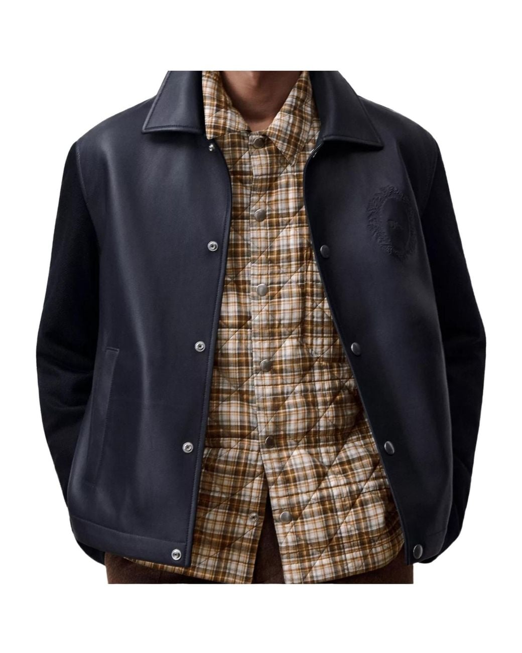 Dior Blue Long-Sleeve Leather Jacket for men