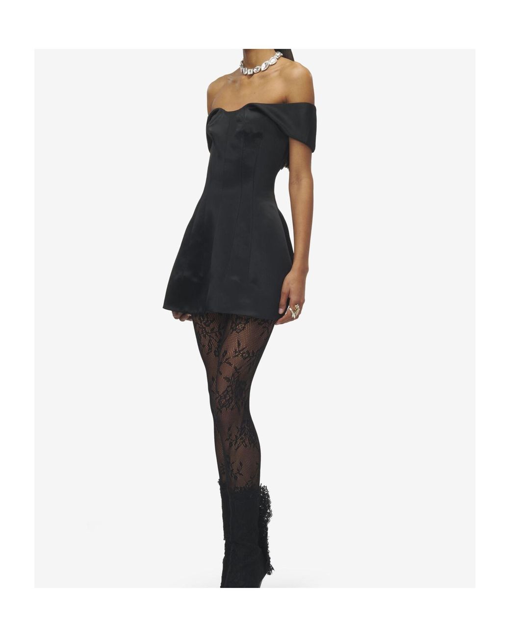 McQueen Black Off-The-Shoulder Mini Dress