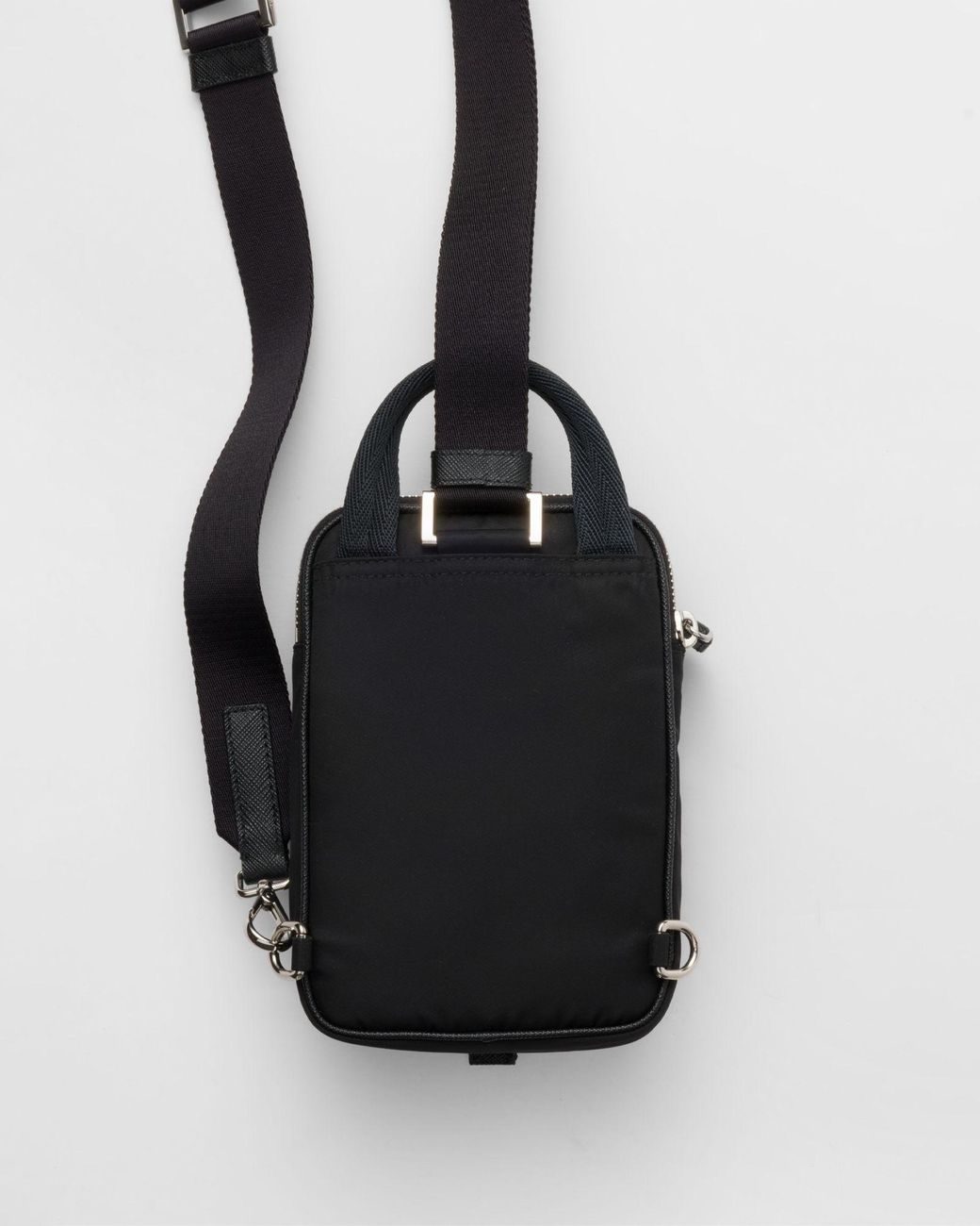 Prada Black Re-Nylon And Saffiano Leather Smartphone Case for men