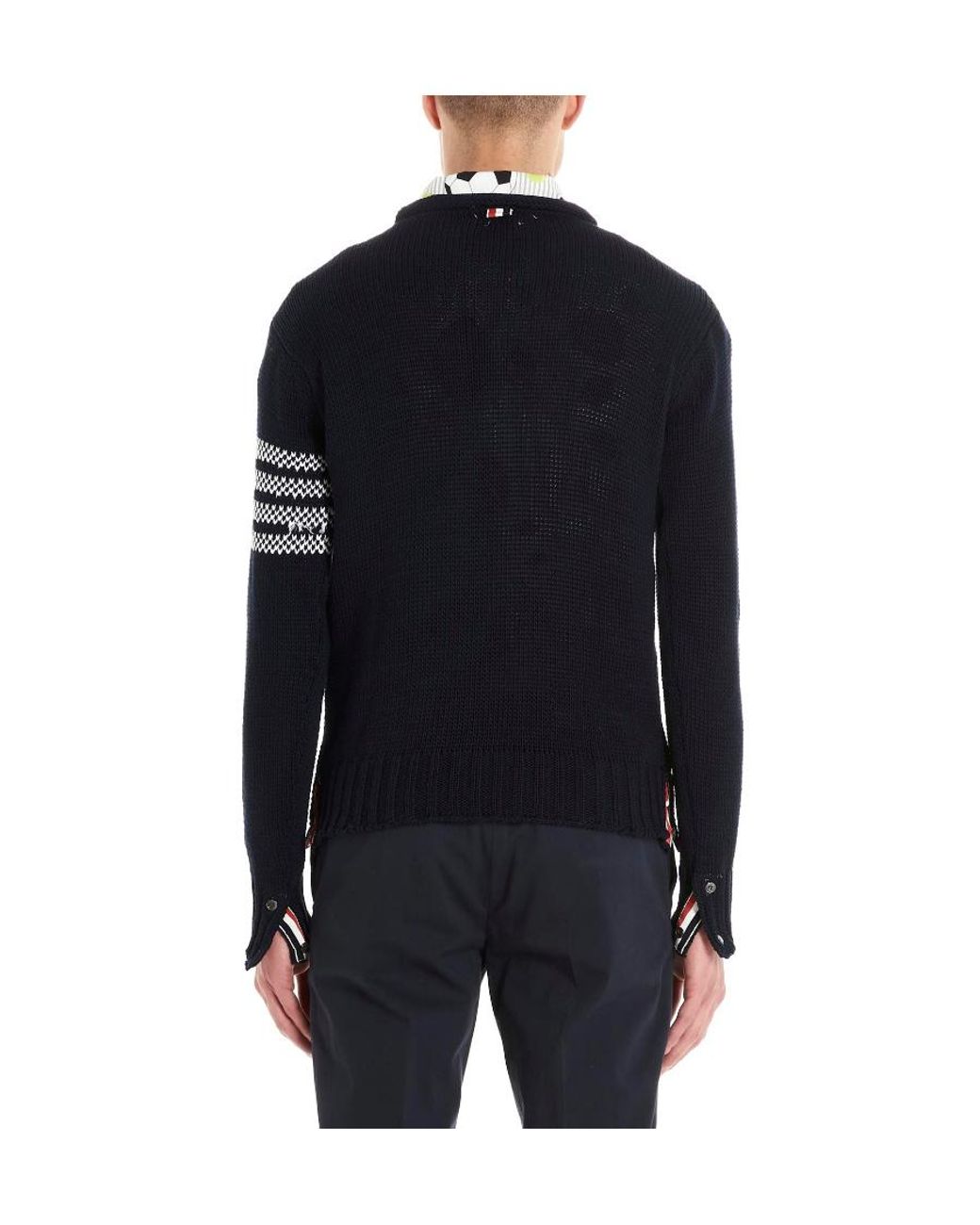 Thom Browne Blue Dolphin Intarsia 4-Bar Jumper for men