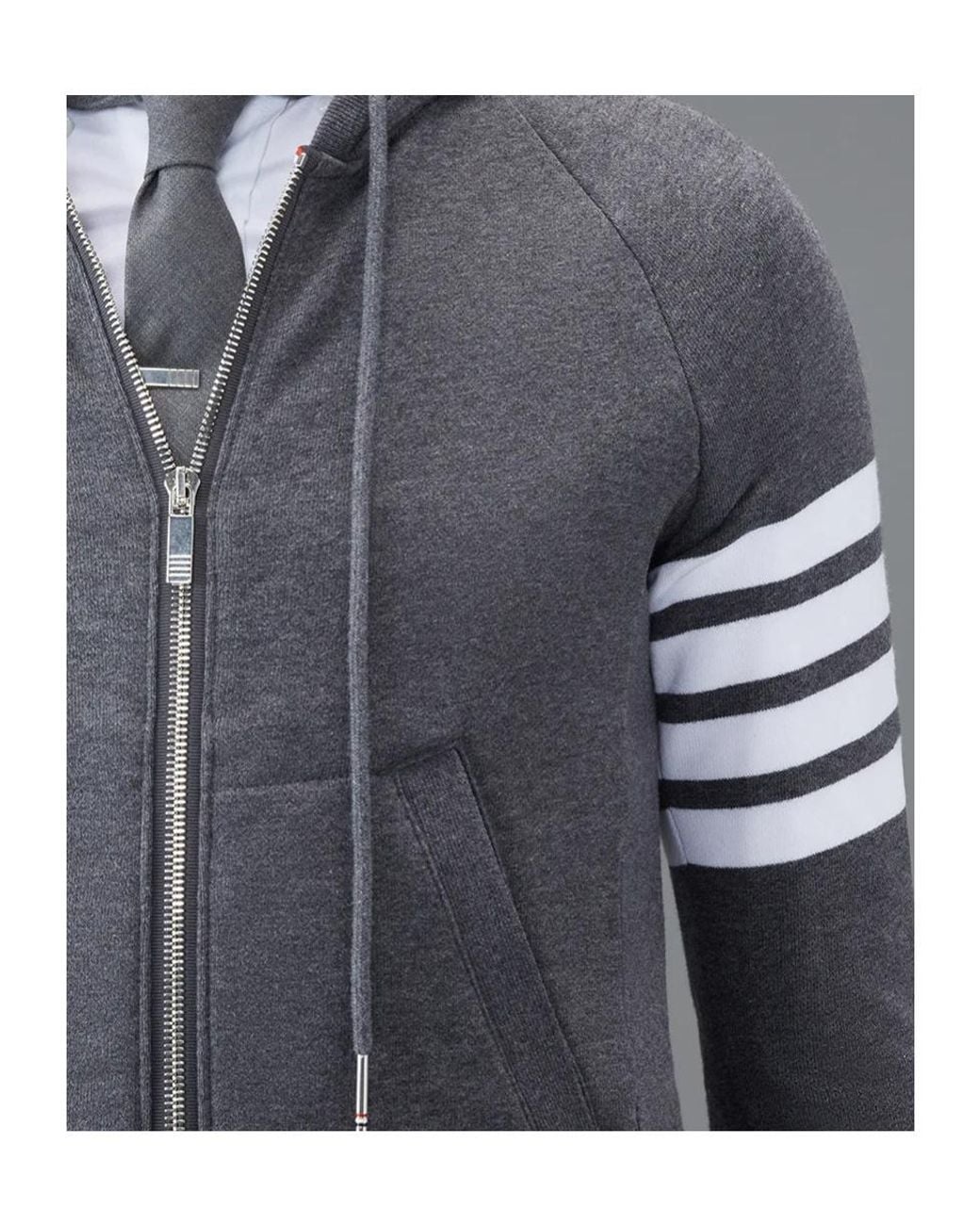 Thom Browne Gray 4-Bar Striped Zipped Jacket for men