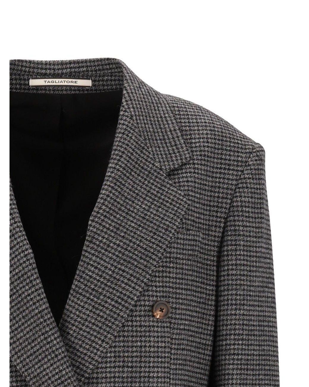 Tagliatore Black Loreley Double-Breasted Checked Blazer