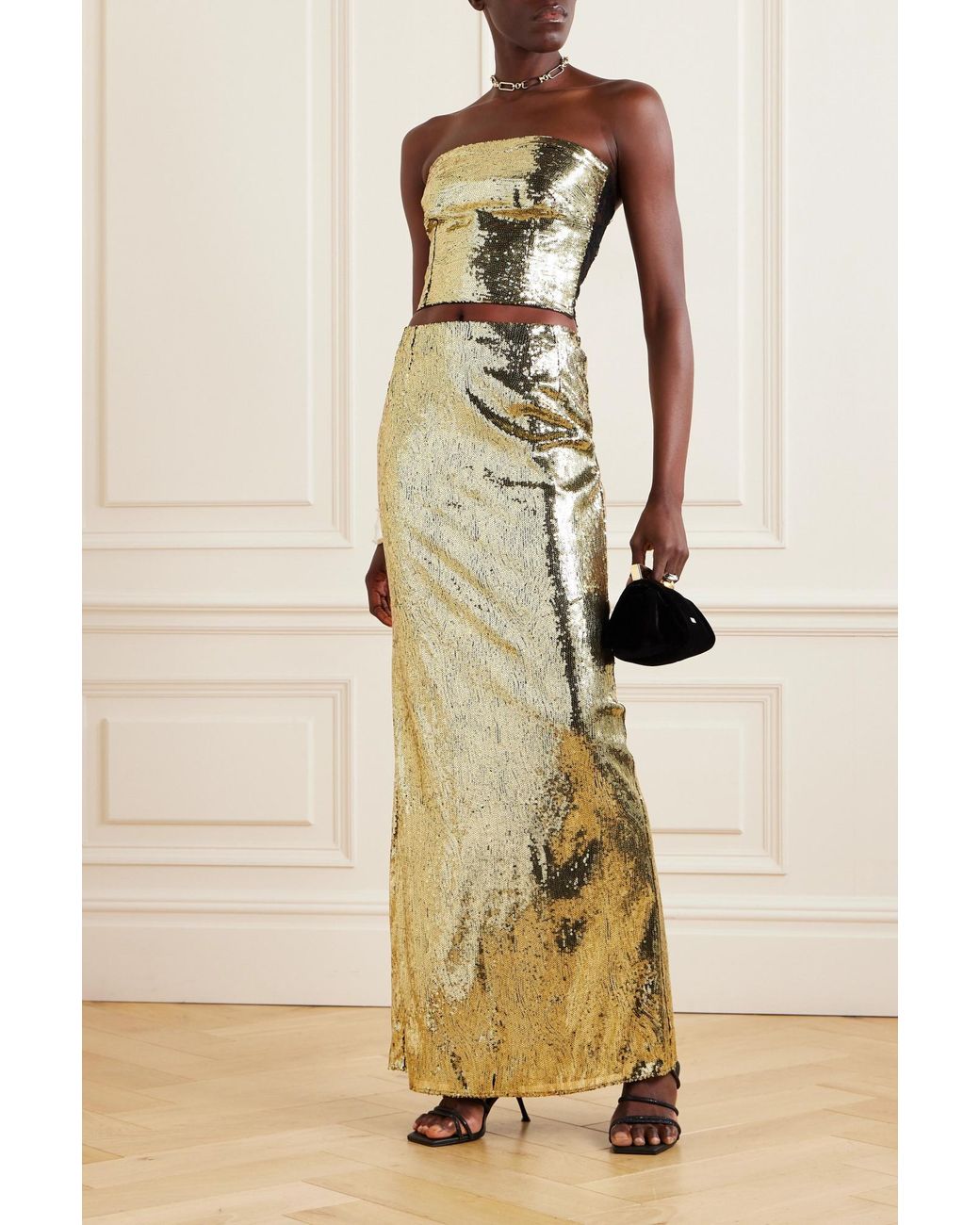 Dolce & Gabbana Metallic Sequin-Embellished Strapless Top