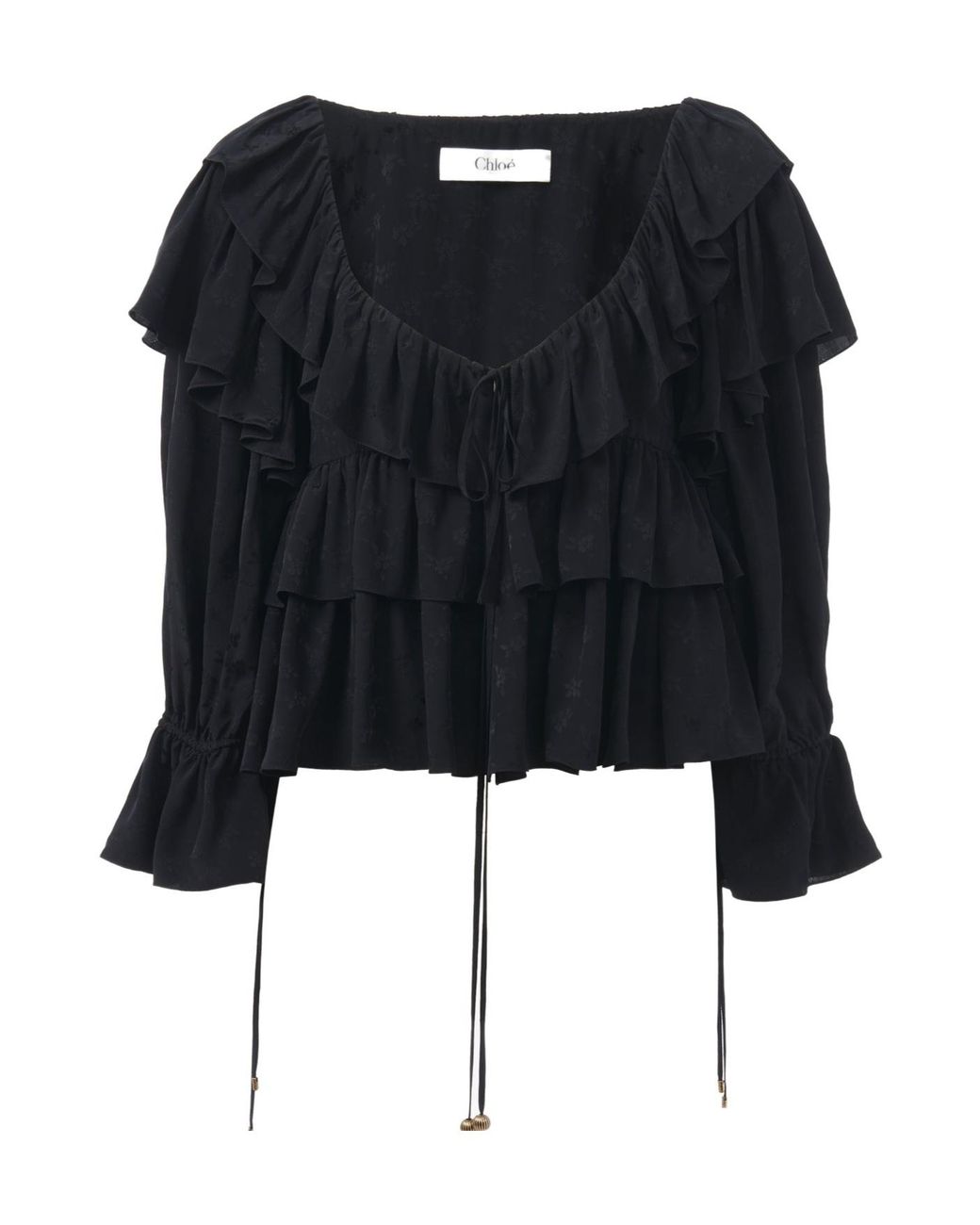 Chloé Black Chloé Ruffled Cropped Blouse