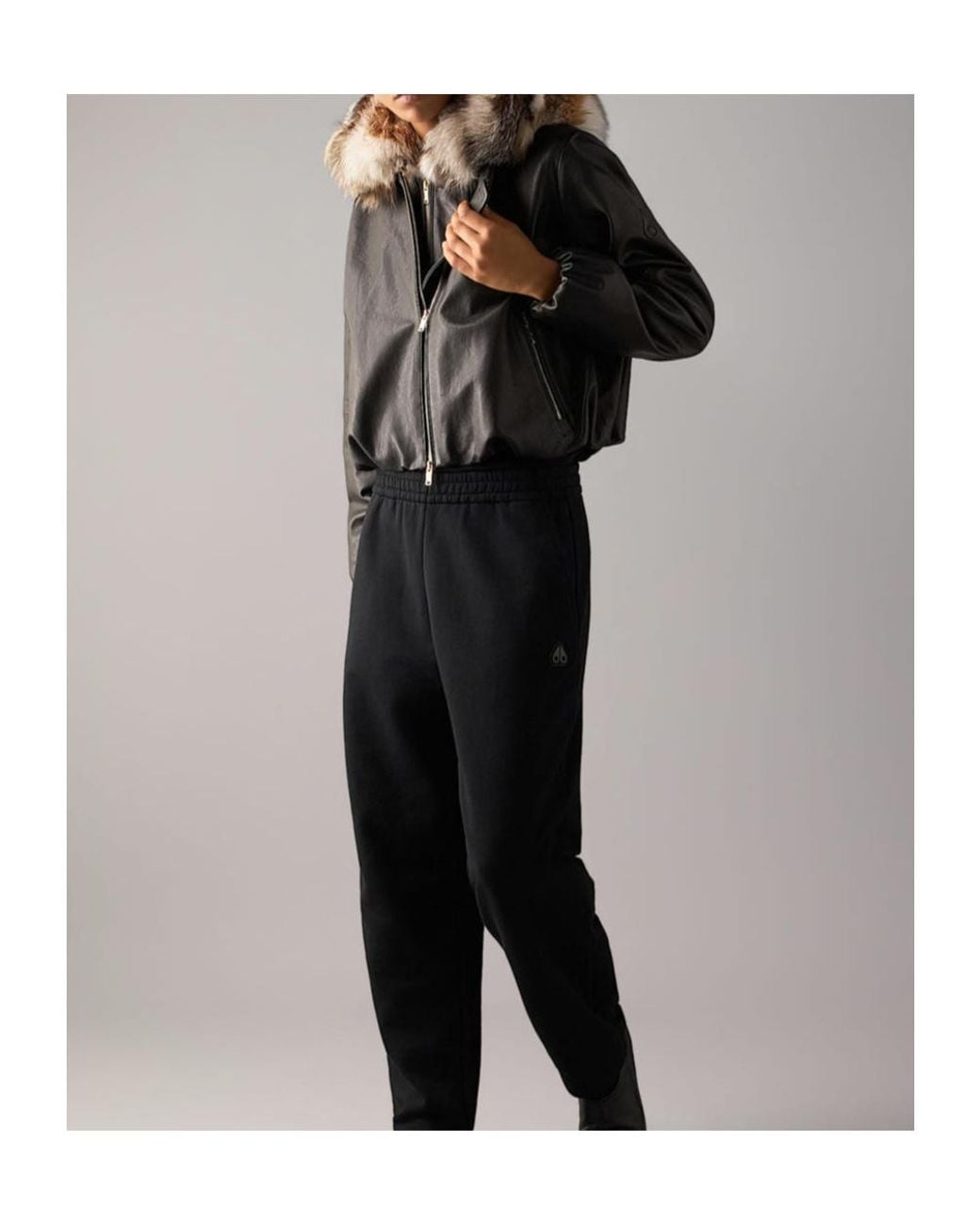 Moose Knuckles Black Cardin Fur Leather Jacket