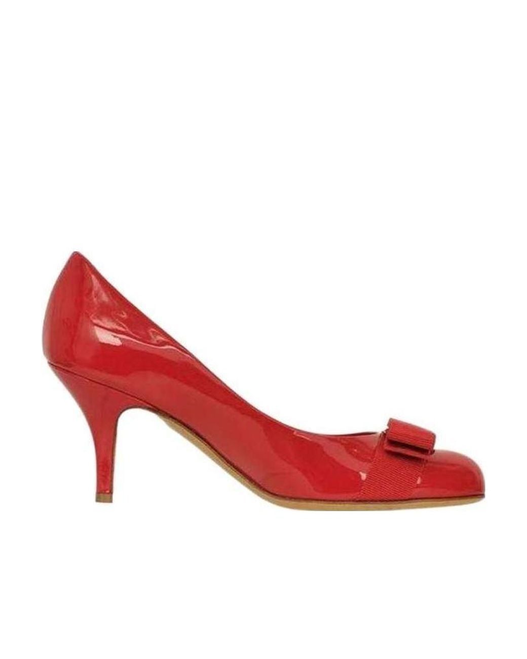 Ferragamo Red Bow Tie Vara High Heels