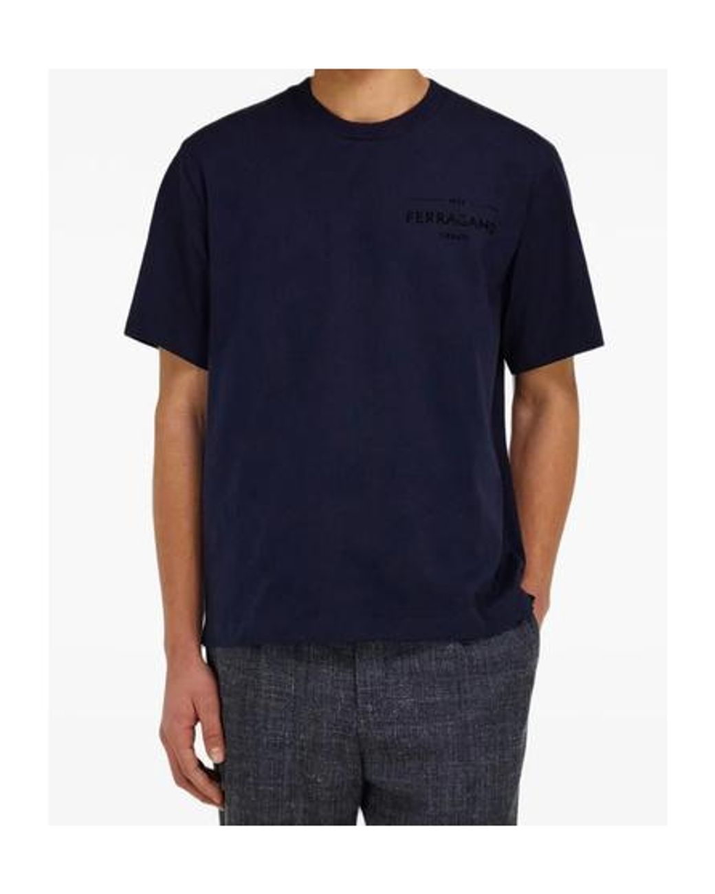 Ferragamo Blue Short-Sleeved T-Shirt for men