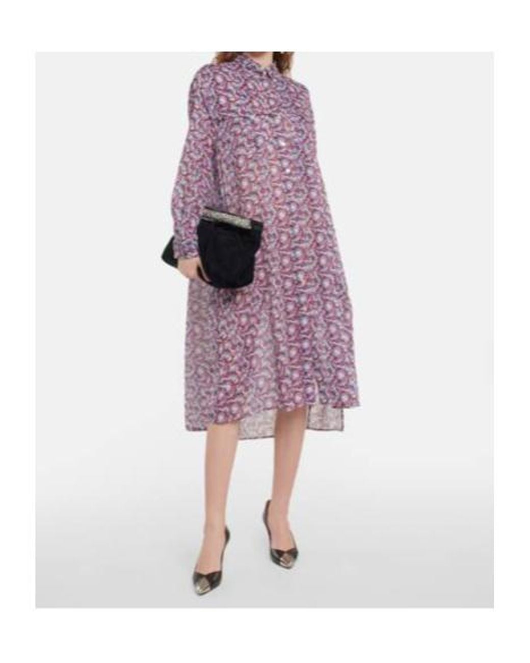 Isabel Marant Purple Eliane Floral-Print Cotton Midi Dress