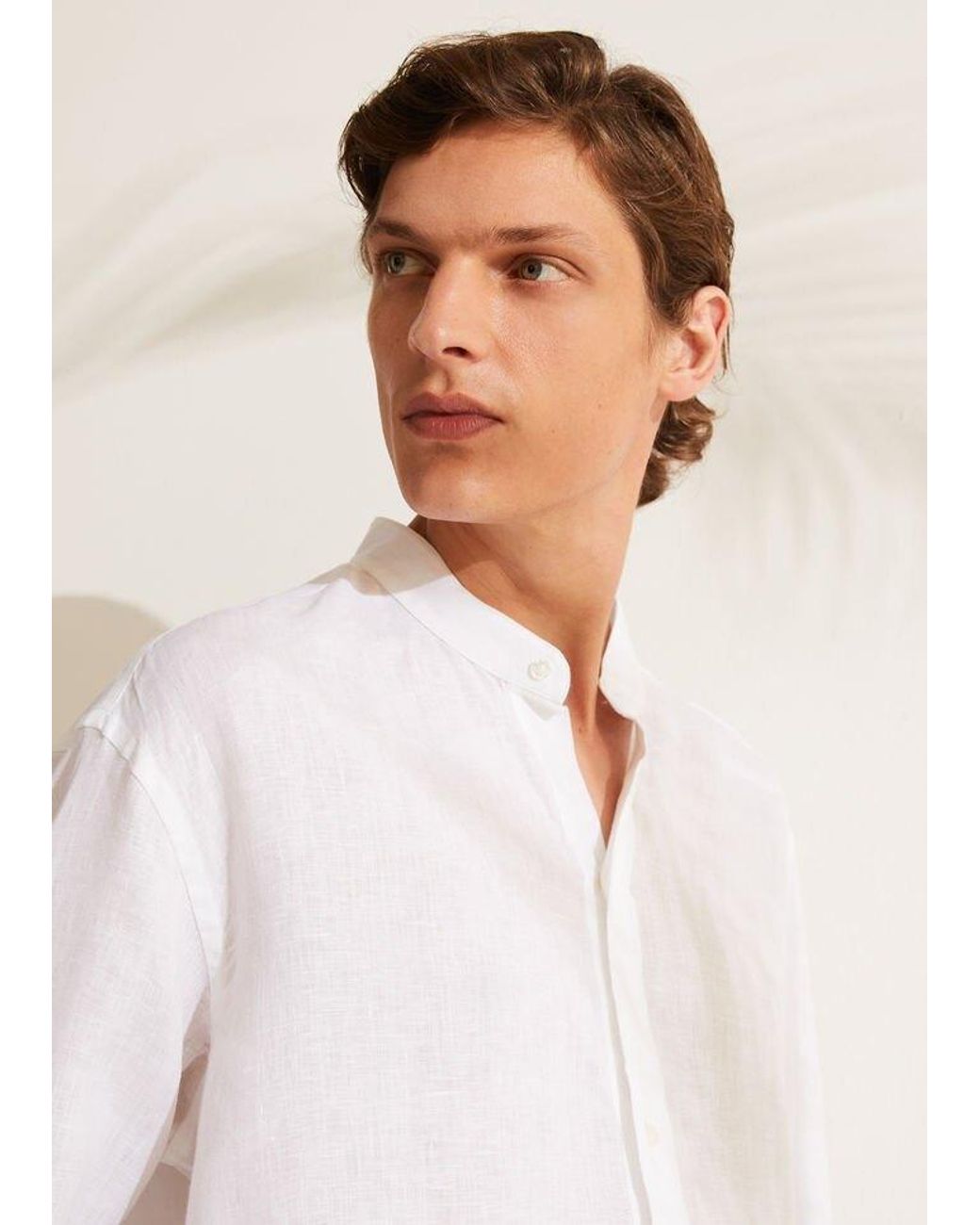 Loro Piana White Slub-Texture Linen Shirt for men
