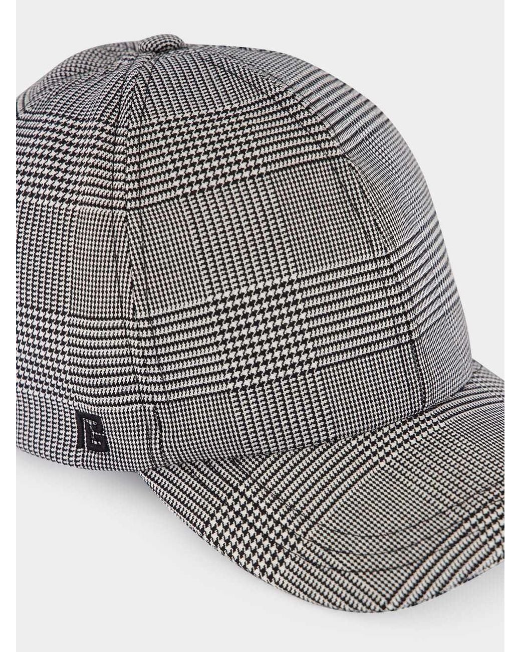 Balmain Gray Checkered Baseball Cap for men
