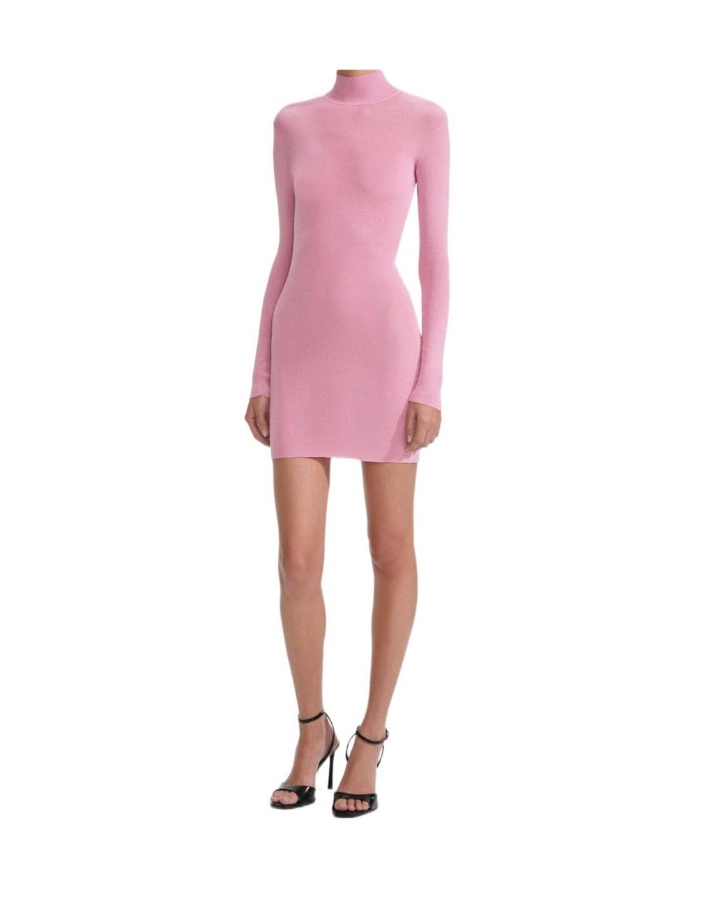 Self-Portrait Pink High-Neck Fitted Dress