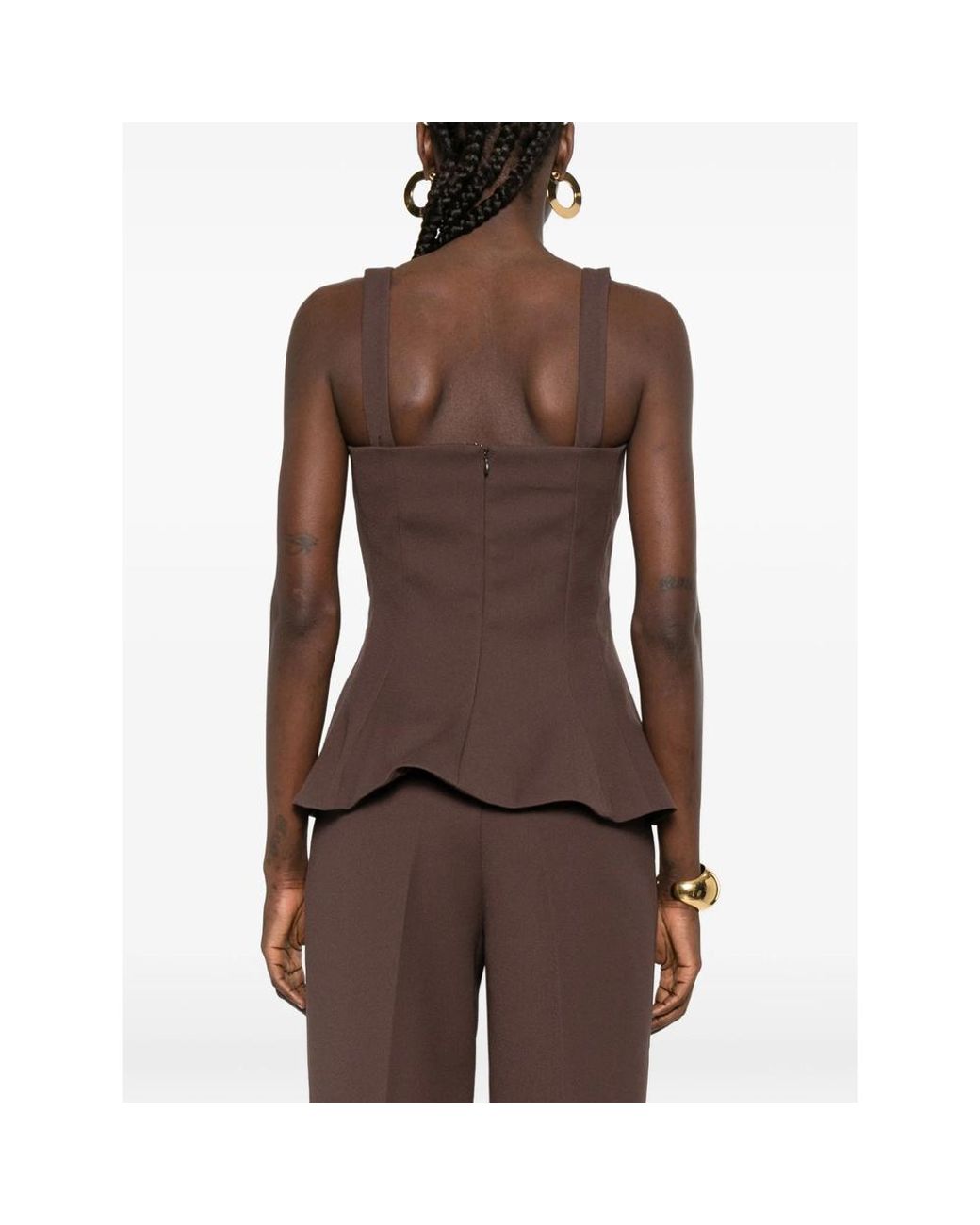 Stine Goya Brown Square-Neck Top