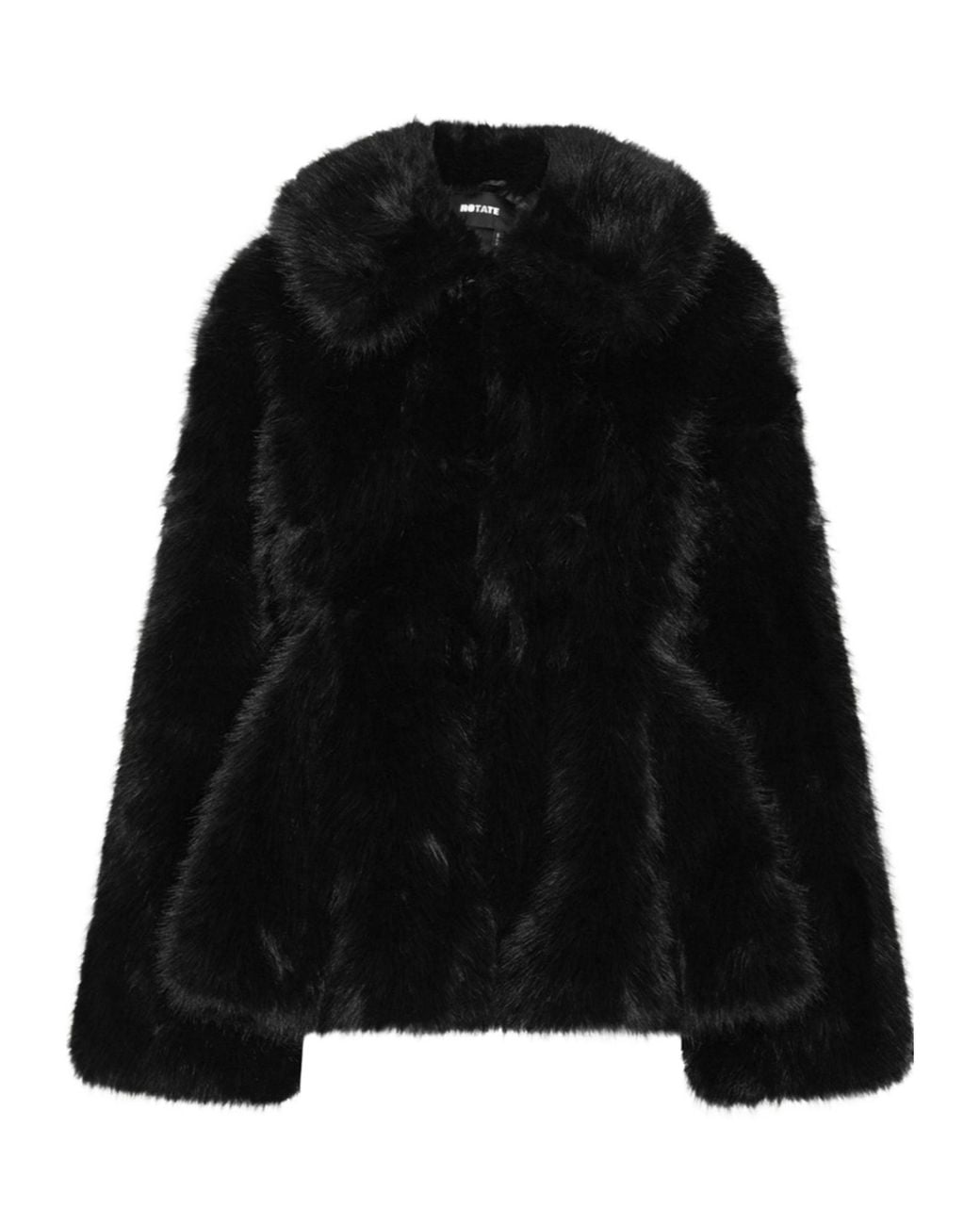 ROTATE BIRGER CHRISTENSEN Black Faux-Fur Flared Jacket