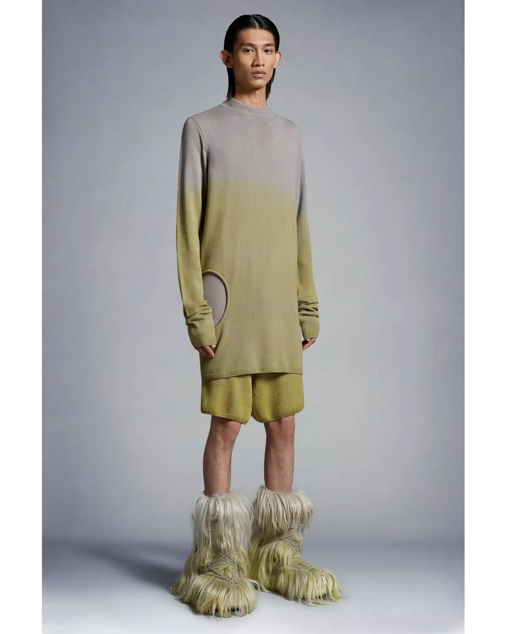 Moncler Gray Moncler Rick Owens Cut Out Knitted Jumper for men
