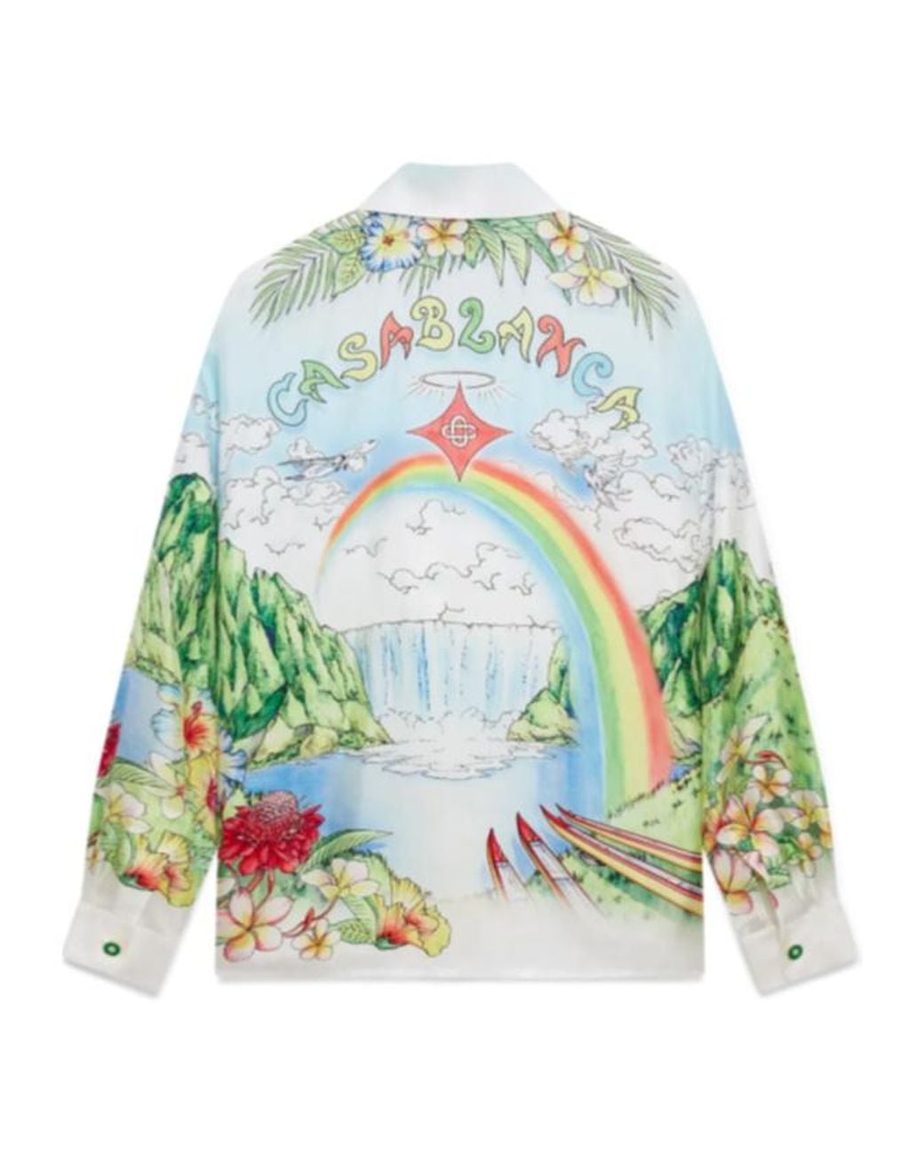 Casablanca Blue Aloha Long Sleeve Silk Shirt for men