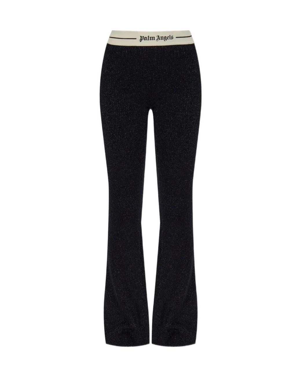 Palm Angels Black Logo-Waistband Flared Trousers