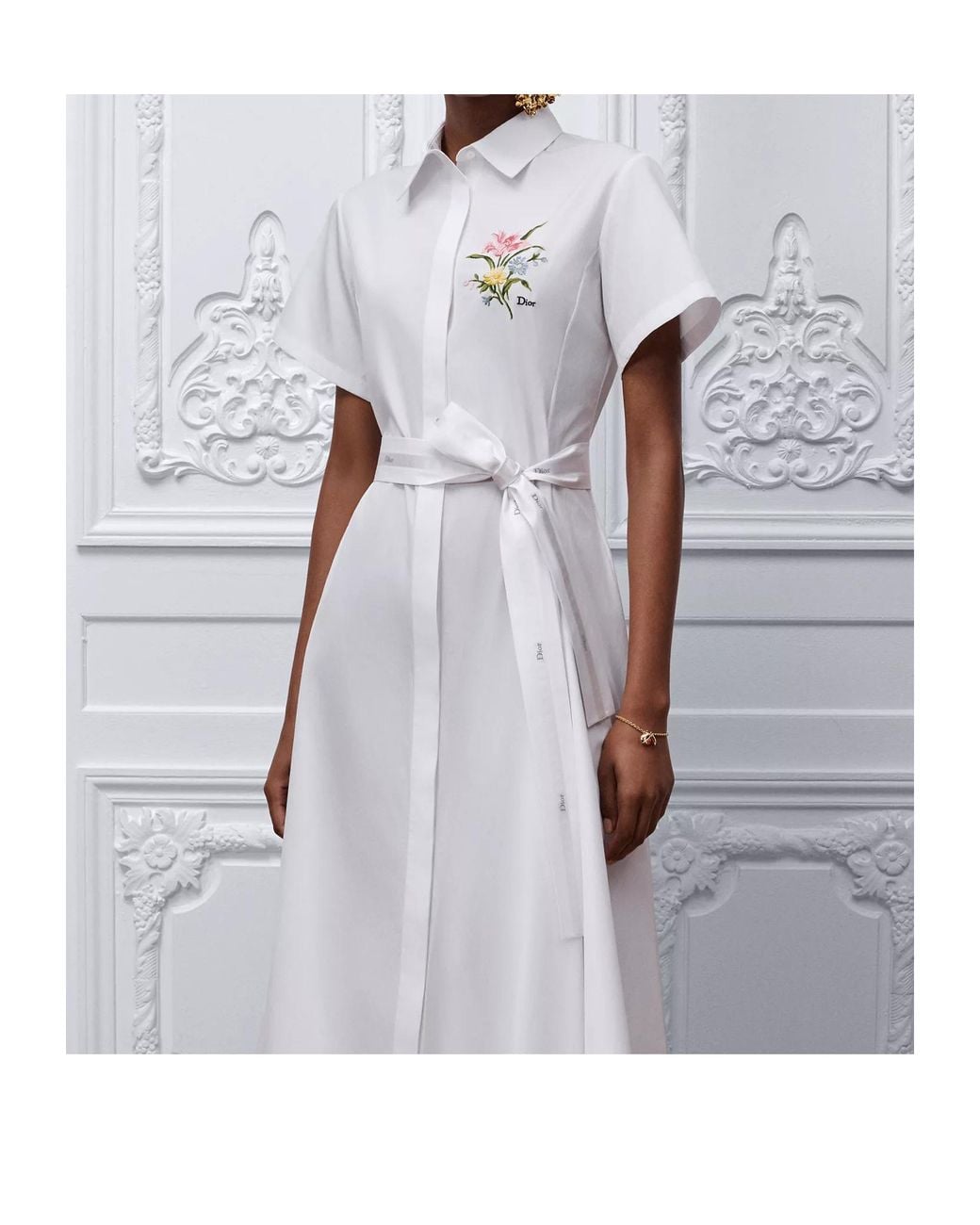 Dior Gray Short-Sleeved Dress