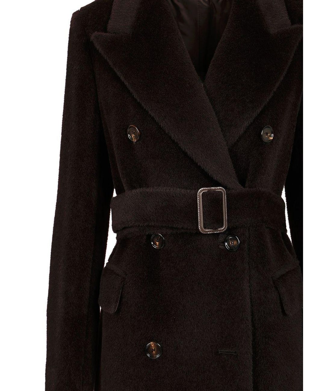 Tagliatore Black Double-Breasted Belted Coat