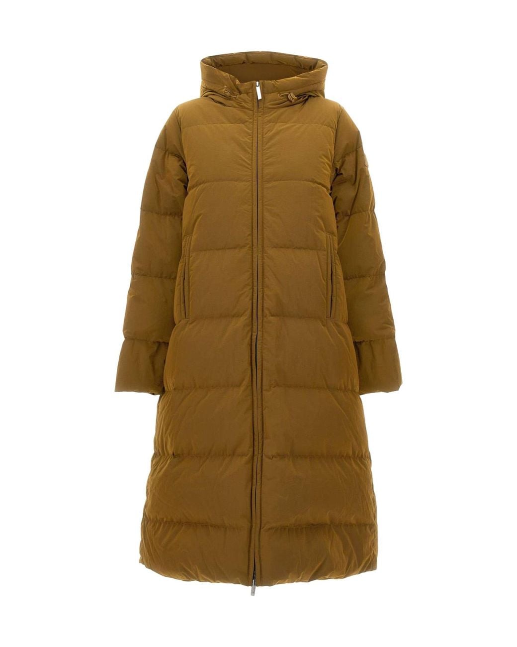 K-Way Natural Quilted Hooded Long Coat