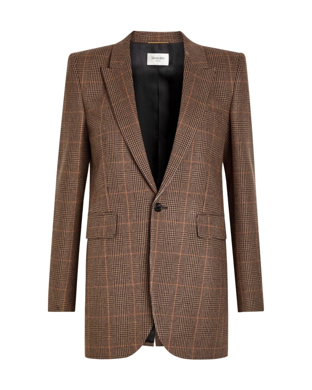Saint Laurent Brown Houndstooth Wool Blazer