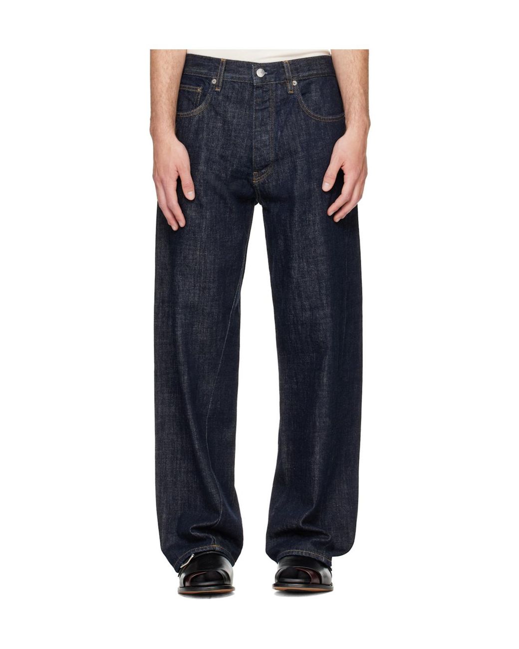 sunflower Blue Wide Twist Belt Loop Jeans for men
