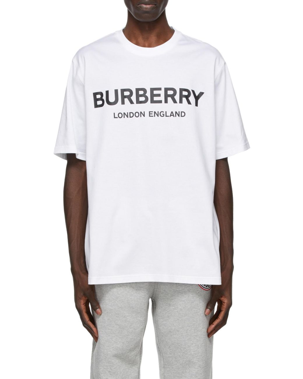 Burberry White Logo Print Crewneck T-Shirt for men