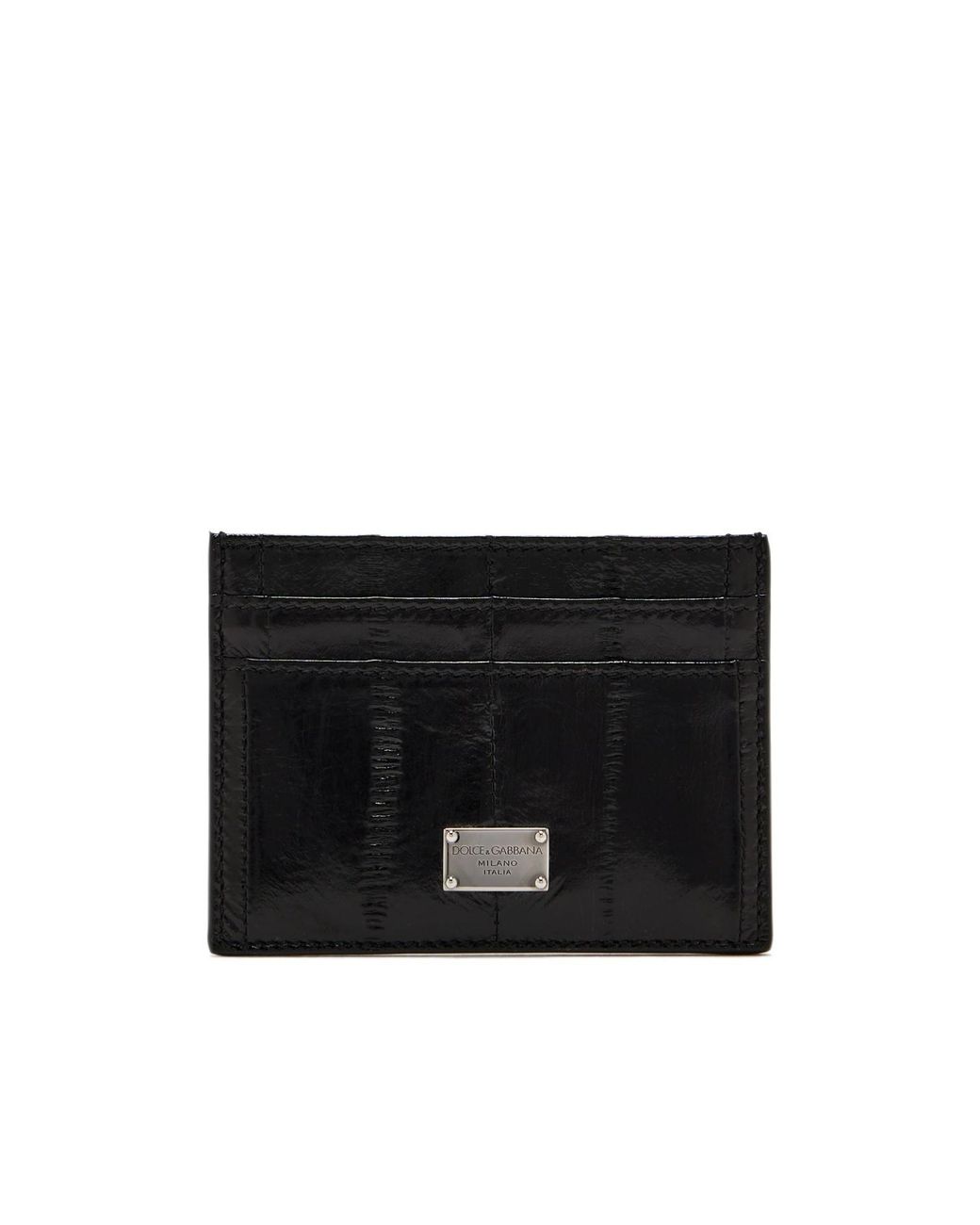 Dolce & Gabbana Black Logo Plaque Embossed Card Holder for men