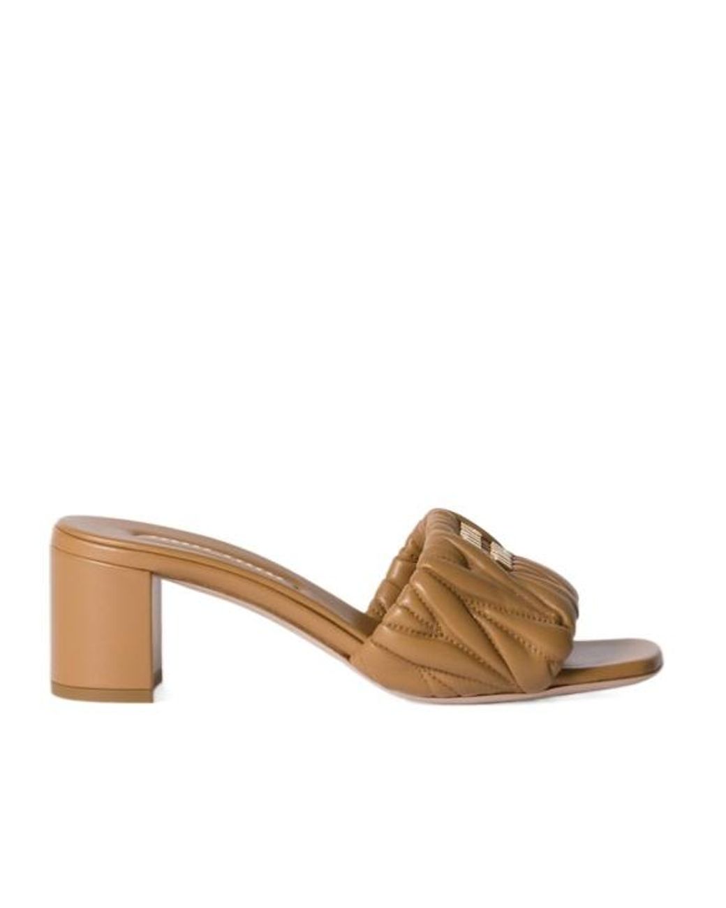 Miu Miu Brown Logo-Lettering Slip-On Sandals