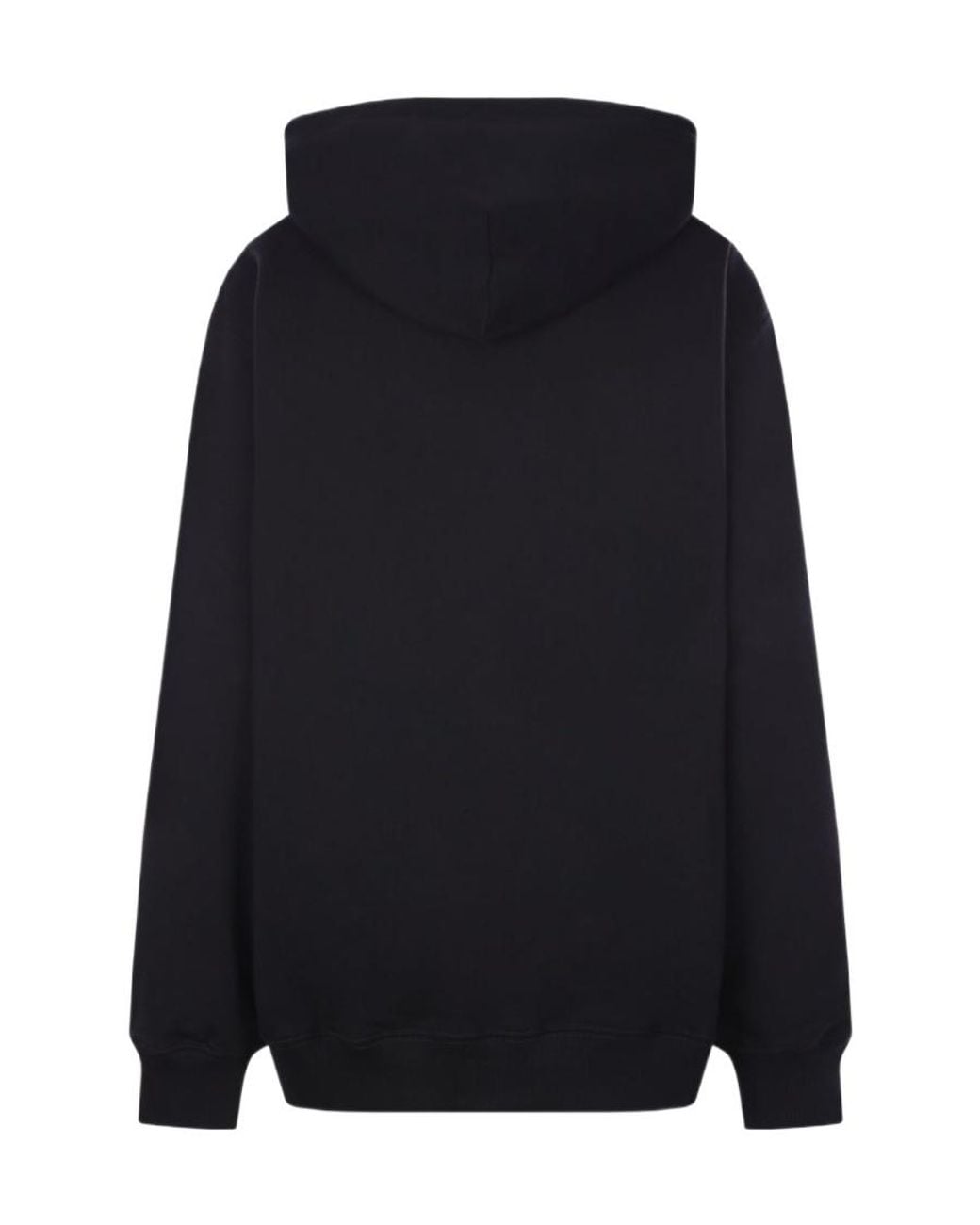 MSGM Black Graphic-Print Cotton Hoodie