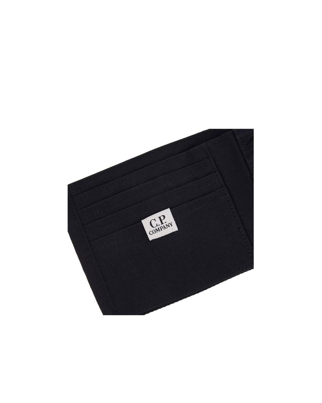 C P Company Black Herringbone Logo Wallet for men