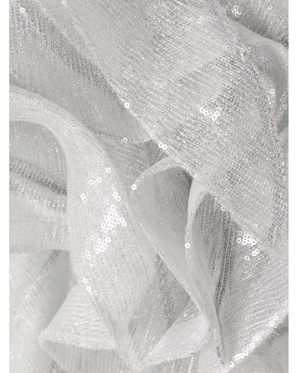 Maticevski White Ruffled Sequined Mesh Top