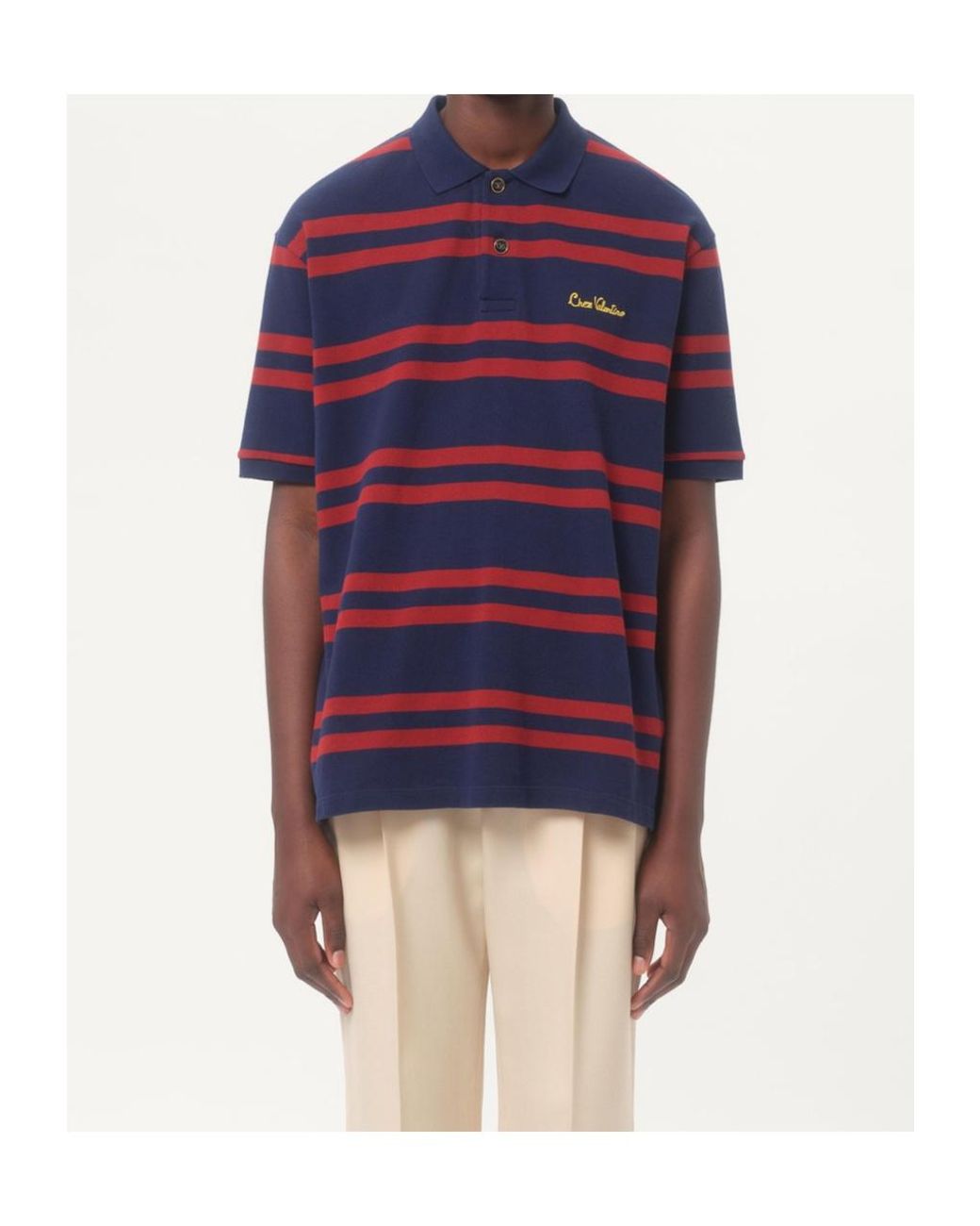 Valentino Blue Striped Polo Shirt for men