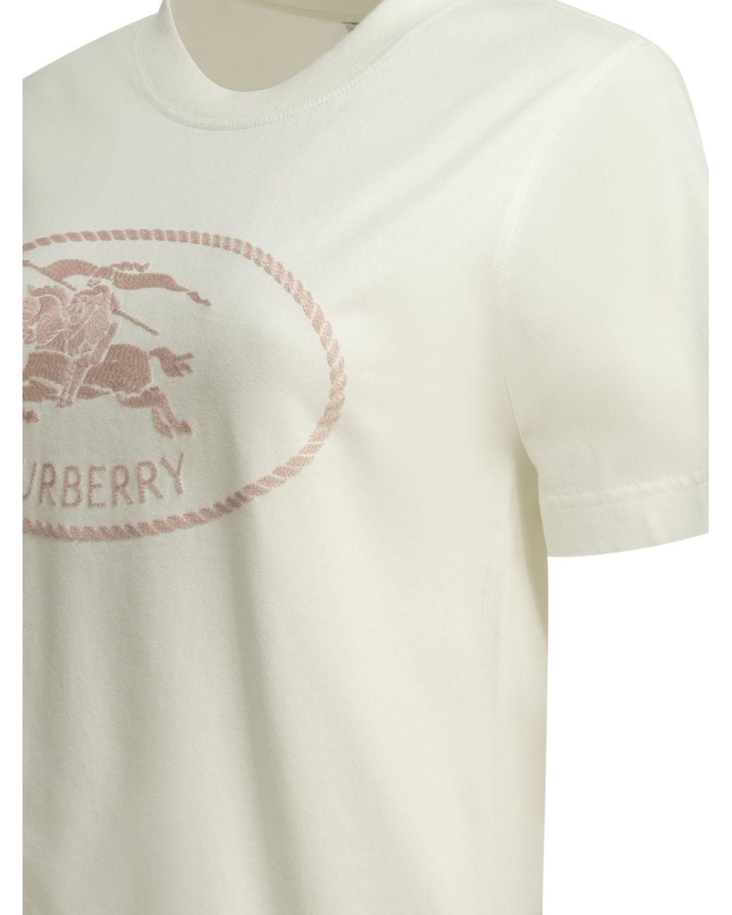 Burberry White Logo Embroidered Crewneck T-Shirt