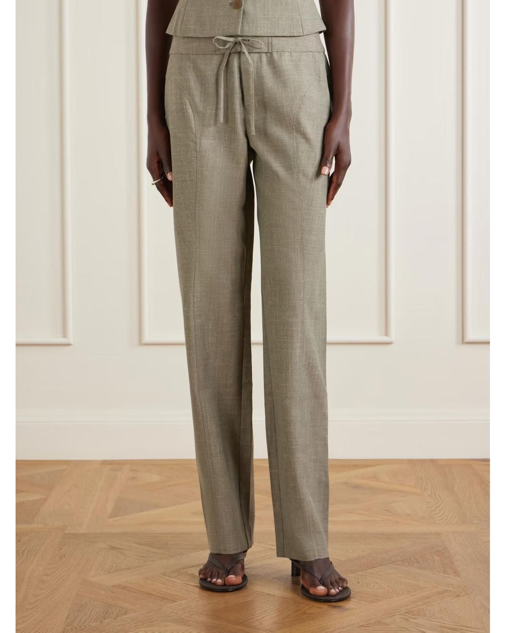 Christopher Esber Gray Banyan Panelled Tie-Waist Trousers