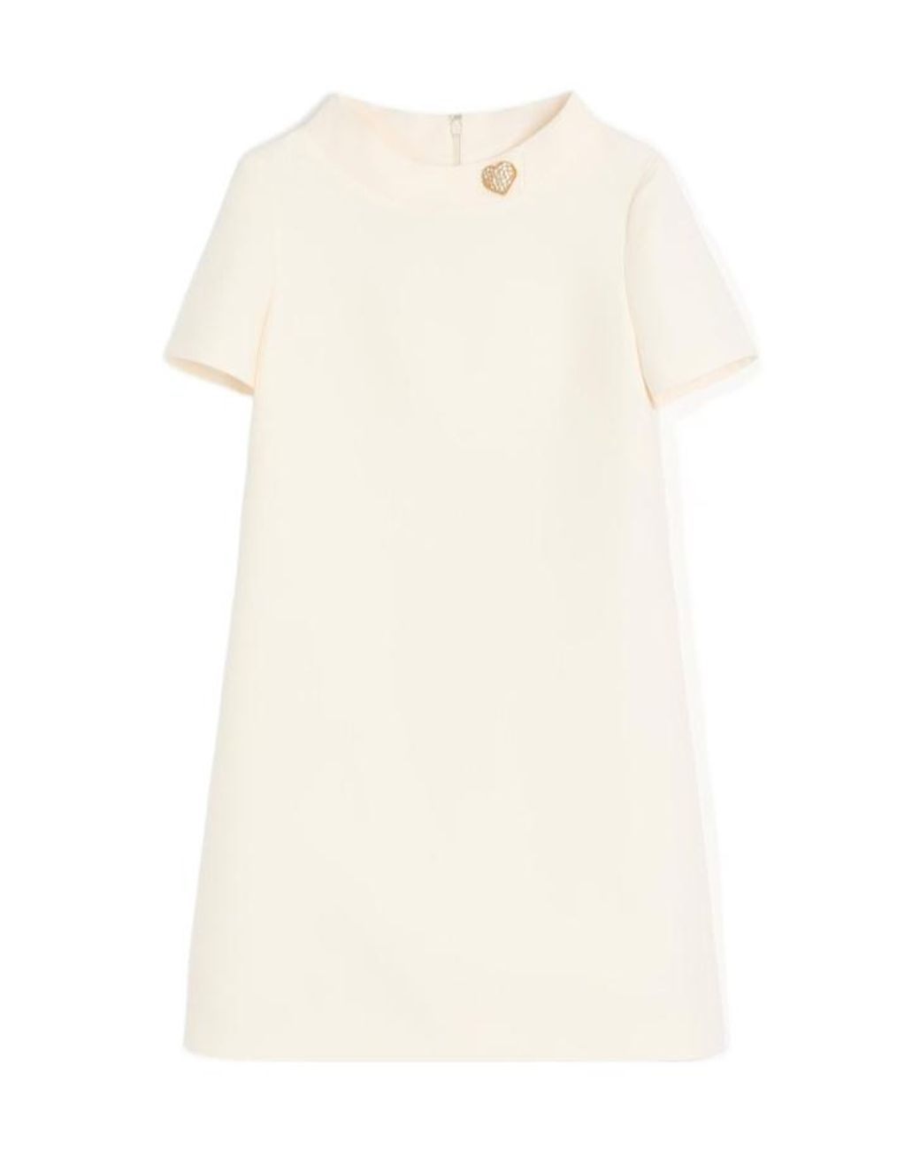 Valentino White Heart Embellished Short-Sleeved Dress
