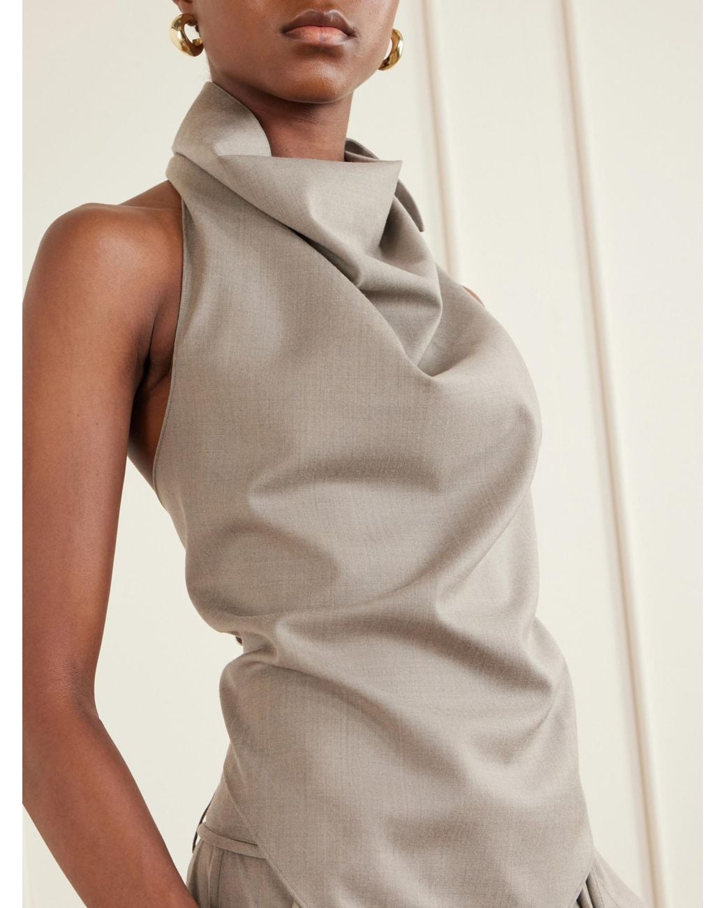 St. Agni Gray Backless Wool-Blend Top