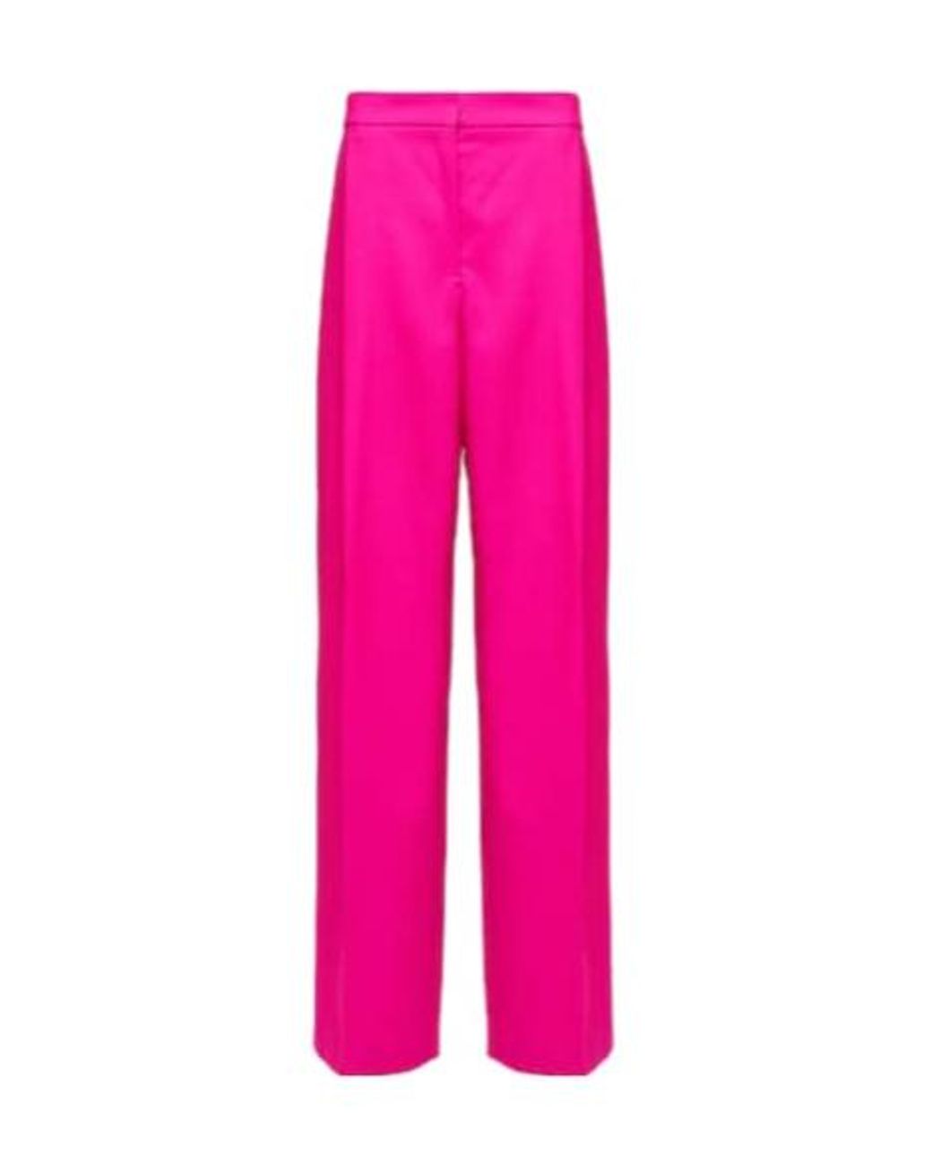 Oscar de la Renta Pink Pleated High-Rise Wool And Mohair Pants