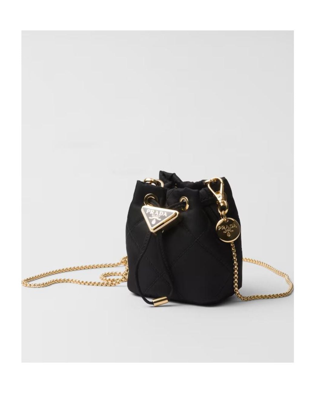 Prada Black Logo Drawstring Mini Bag