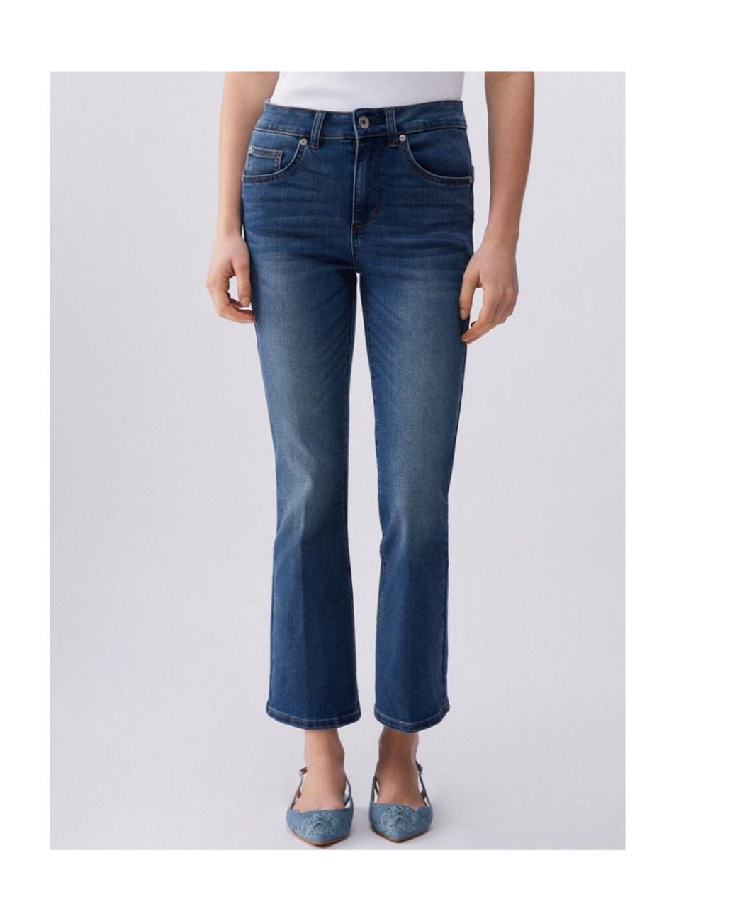 Liu Jo Blue Cropped Flared Jeans