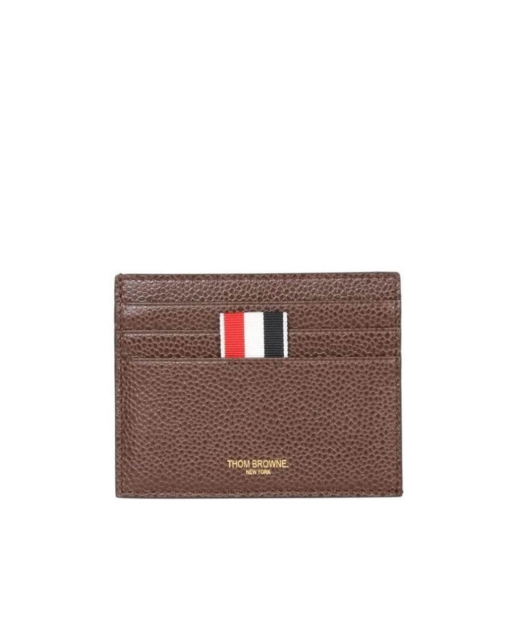Thom Browne Brown 4-Bar Logo Printed Cardholder for men