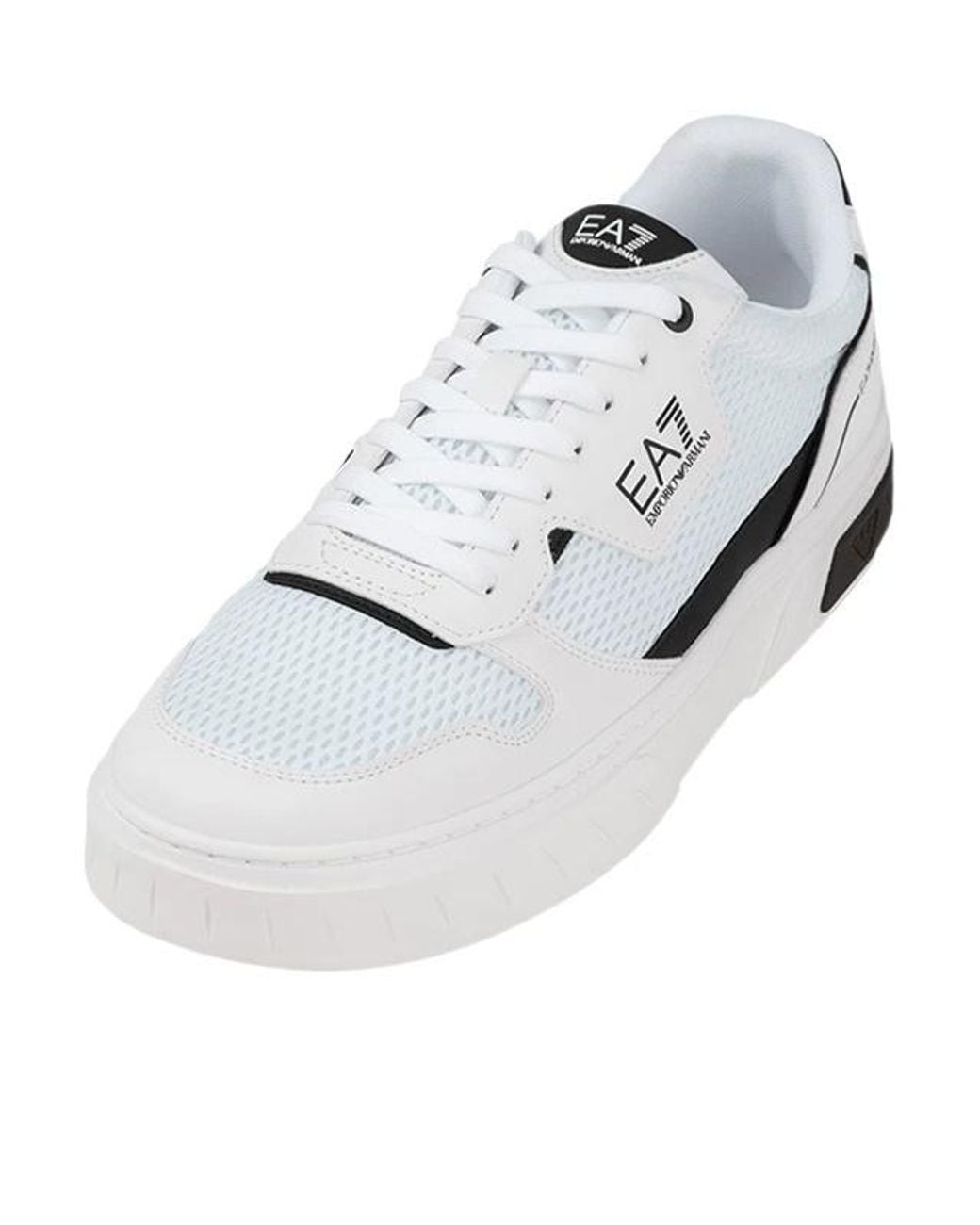 EA7 White Lace-Up Low-Top Casual Shoes for men