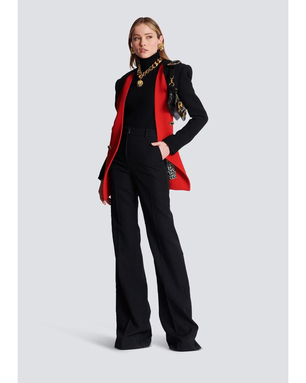 Balmain Black Creases Flared Trousers