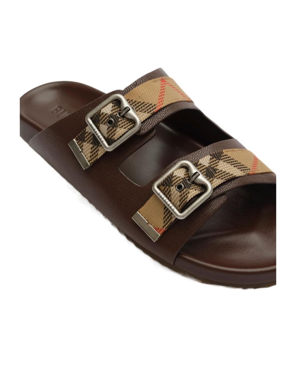 Burberry Brown Check Buckle Urchin Sandals for men