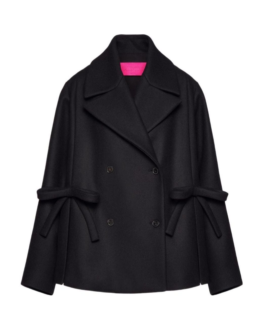 Valentino Black Bow-Detail Double-Breasted Jacket