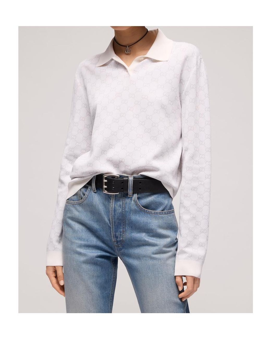 Gucci Purple Fine Knit Viscose Gg Jacquard Sweater