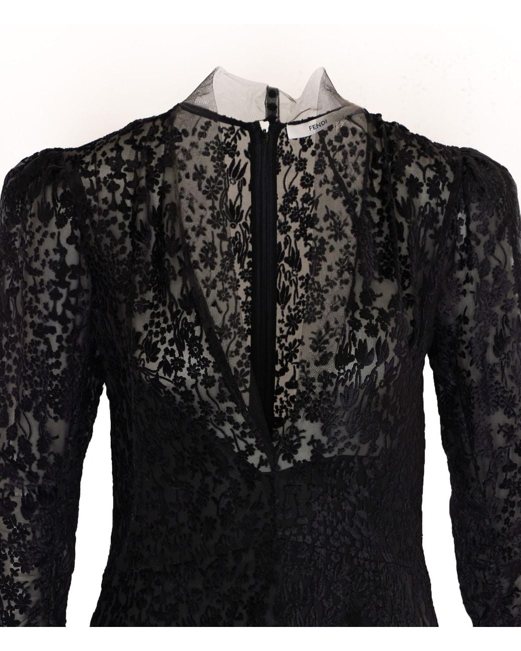 Fendi Black V-Neck Long Sleeved Dress
