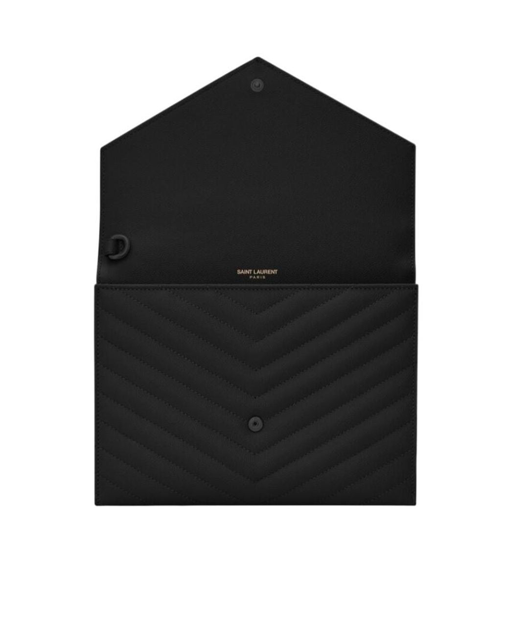 Saint Laurent Black Cassandre Matelassé Flap Pouch