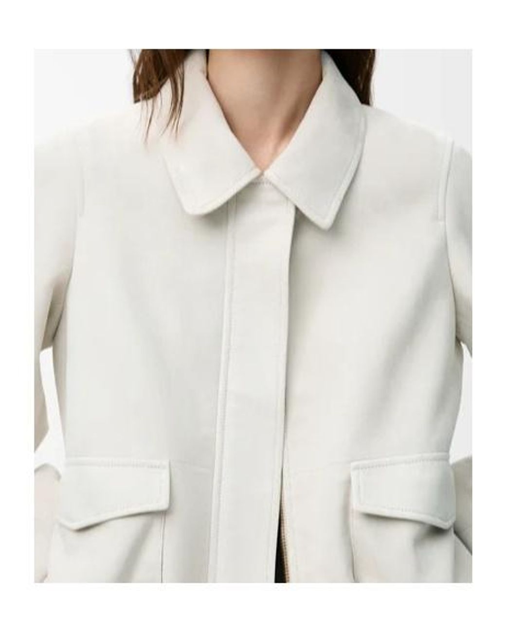 Loewe White Leather-Blend Bomber Jacket