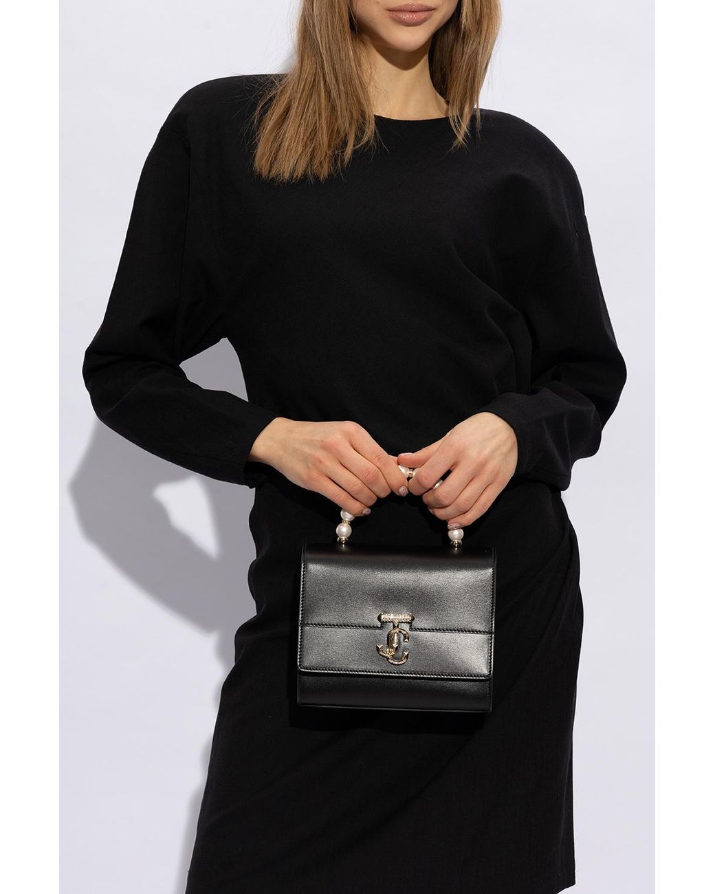 Jimmy Choo Black Small Avenue Leather Tote Bag